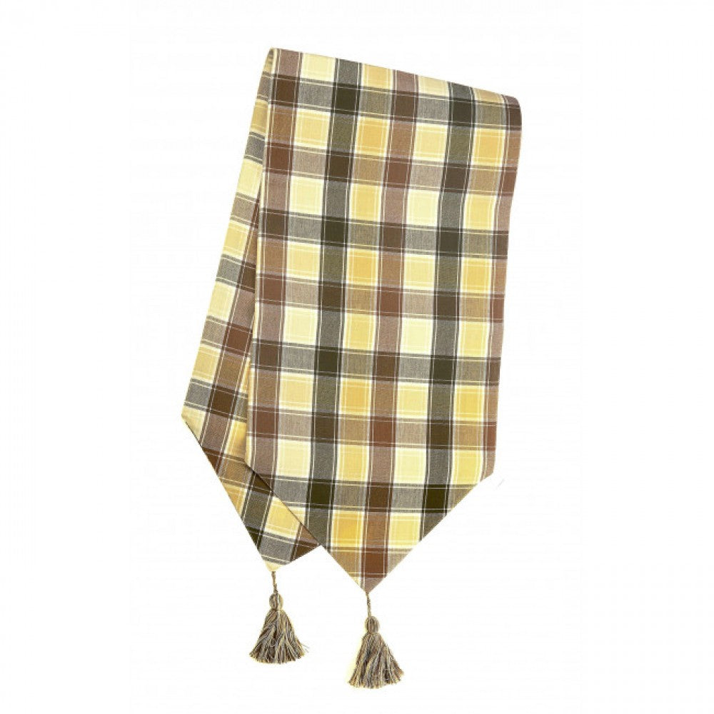13x54" Tulip Check Pattern With Tassels Table Runner