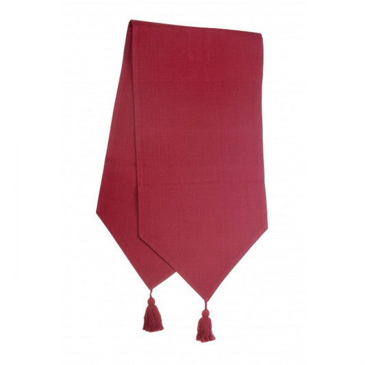 13x54" Burgundy With Tassels Table Runner