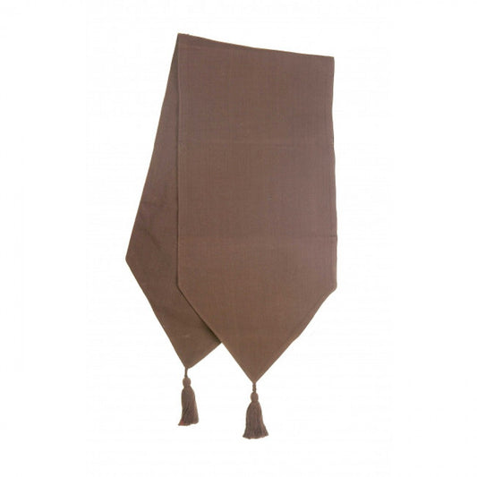 13x54" Chocolate Brown With Tassels Table Runner