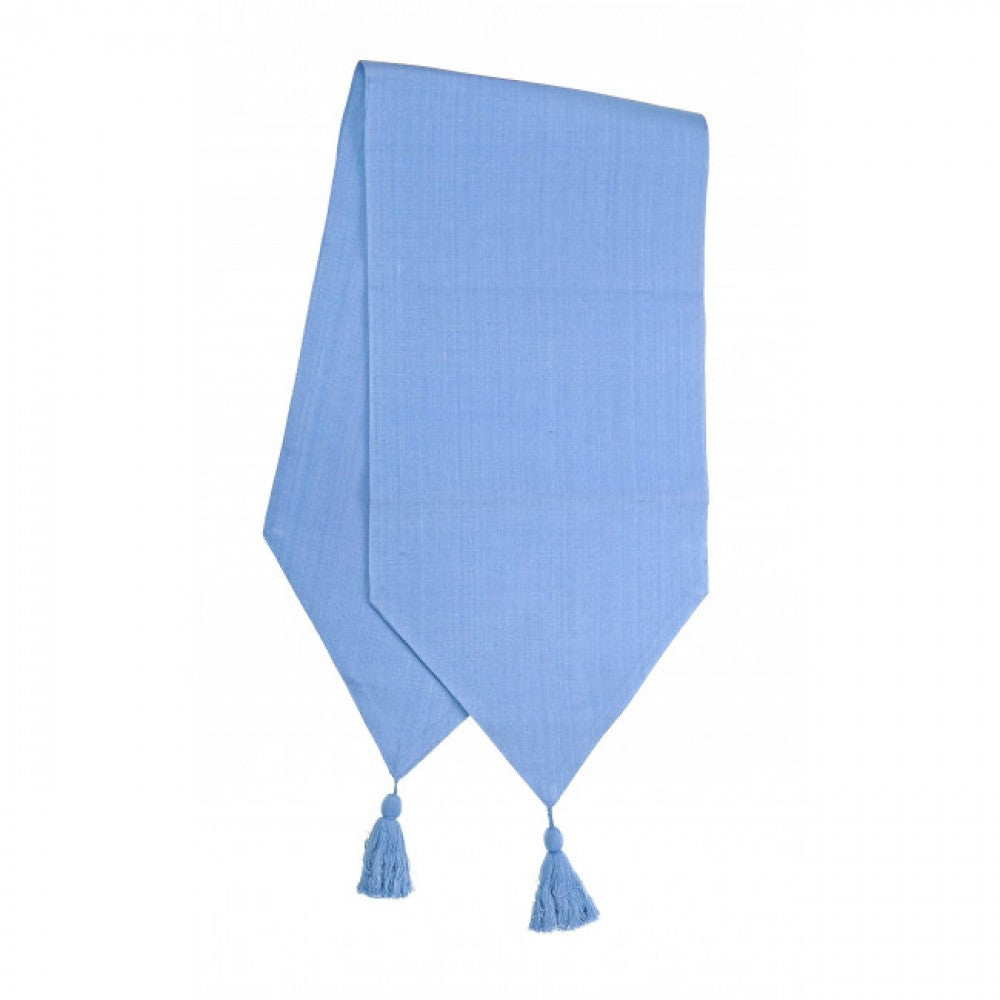 13x54" Light Blue With Tassels Table Runner