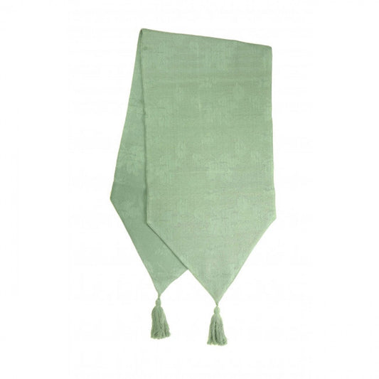 13x54" Olive Green With Tassels Table Runner