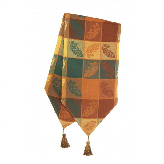 13x54" Pinehurst Checked Pattern With Tassels Table Runner