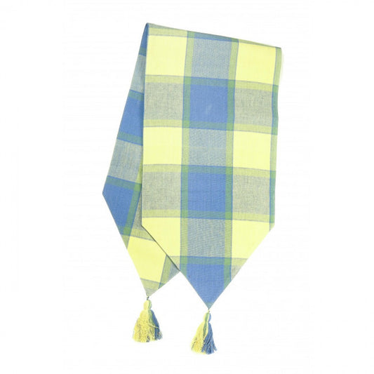 13x54" Provence Check Pattern With Tassels Table Runner