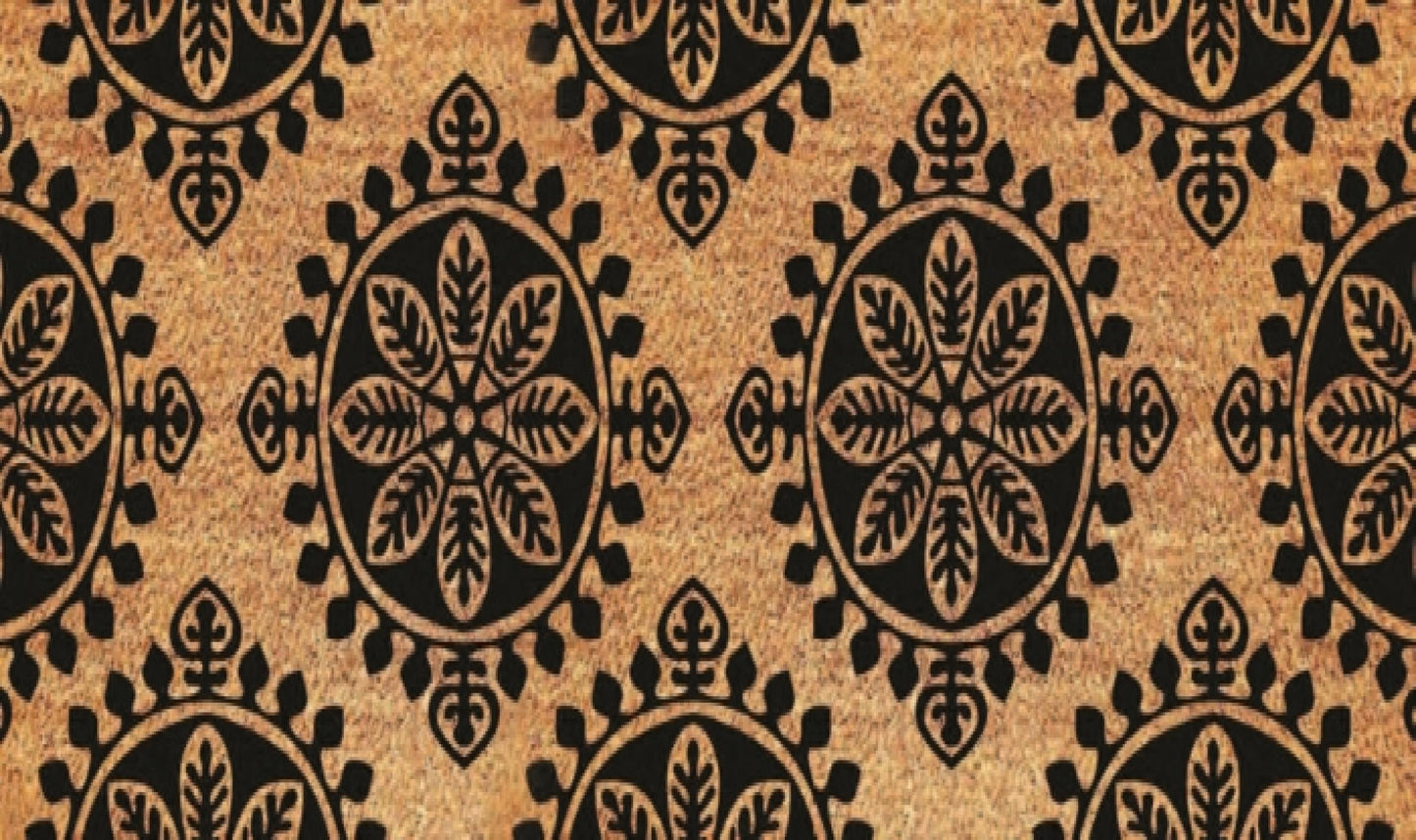 Brown And Black Patterned Coir Doormat