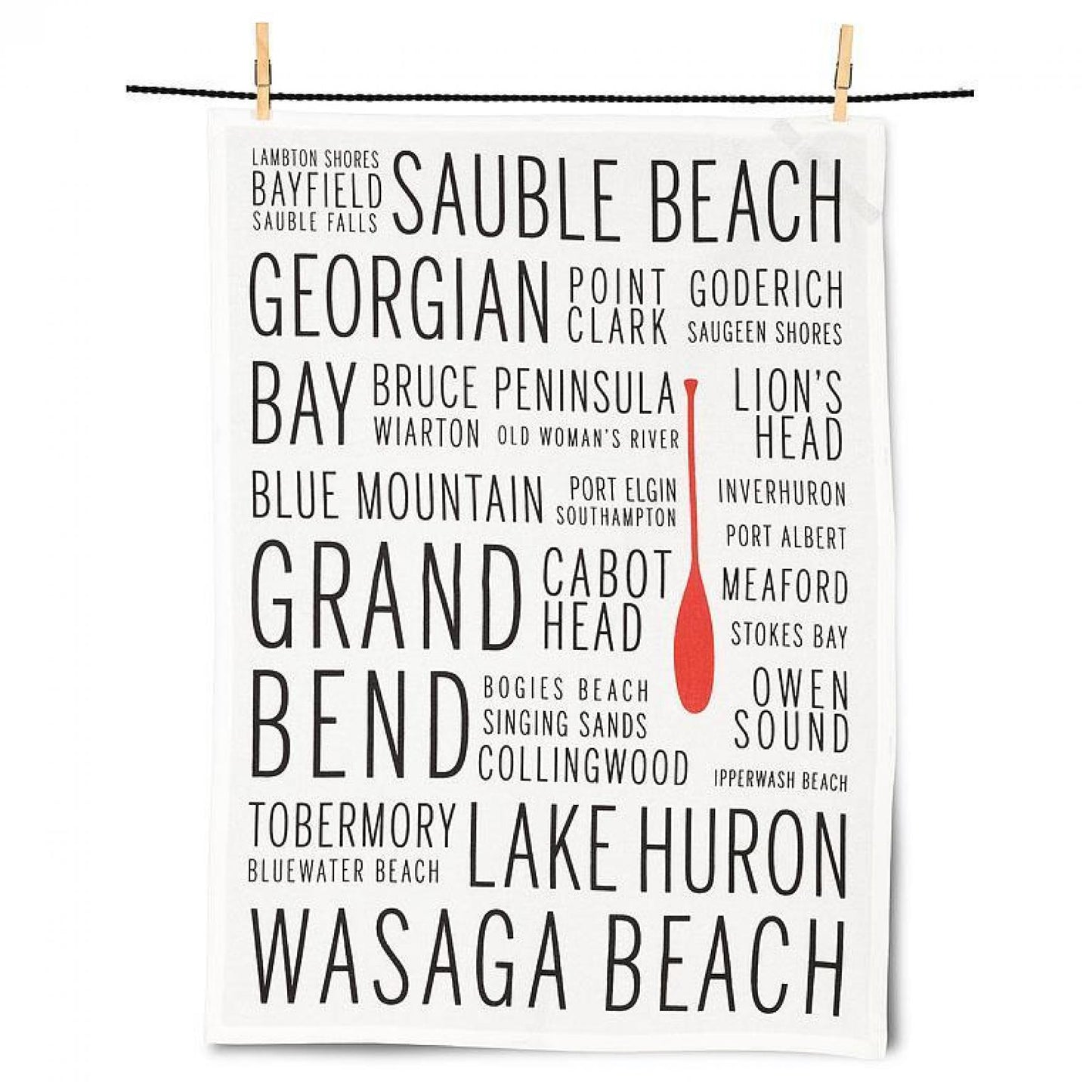 Set of 12 Lake Huron Names Tea Towel