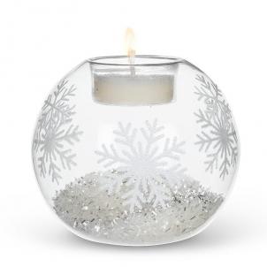 Snow In A Snowflake Patterned Globe Votive Candle Holder