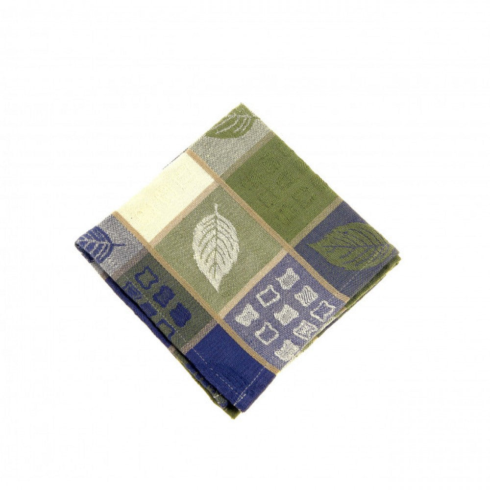 Set of  4 Green Leaf Harvest Check Pattern Napkin