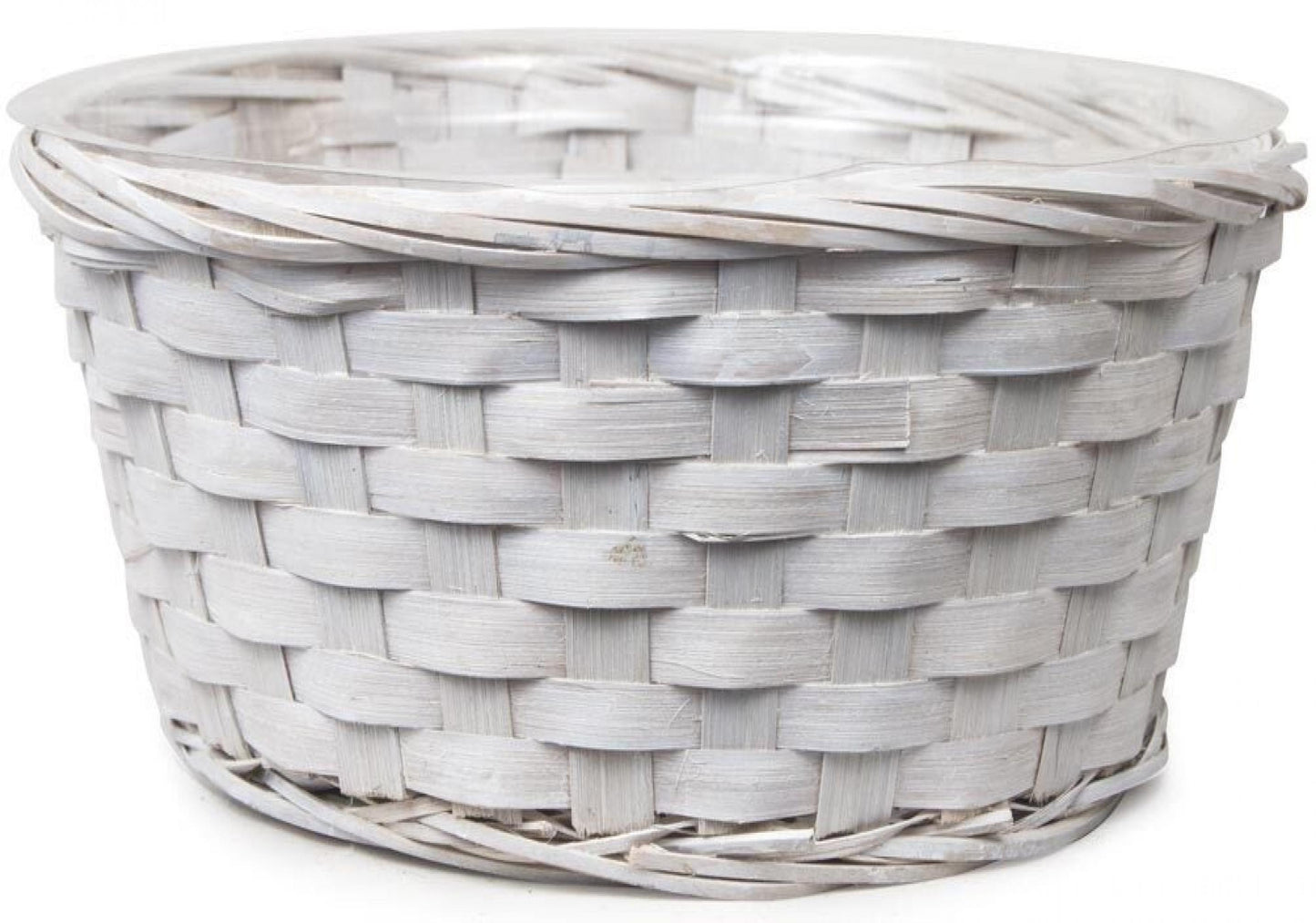 4"H White Woven Wicker Basket