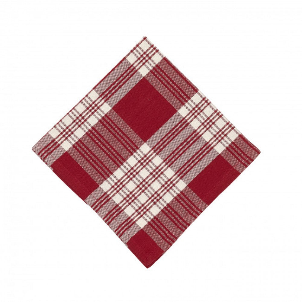 Set of  4 Stone Red Plaid Pattern Napkin