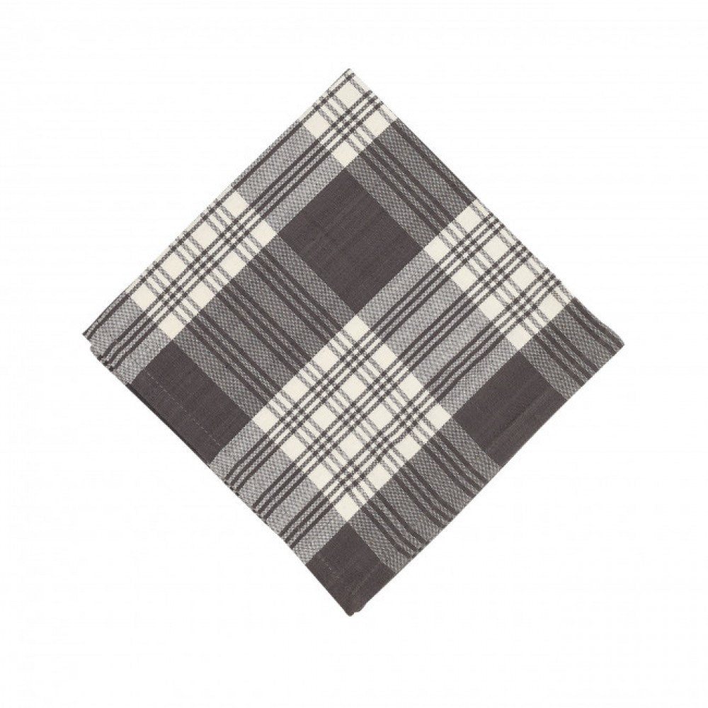 Set of  4 Stone Gray Plaid Pattern Napkin