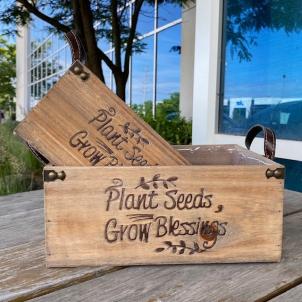 Set Of 2 Wooden With Text - Plant Seeds Grow Blessings Decorative Boxes