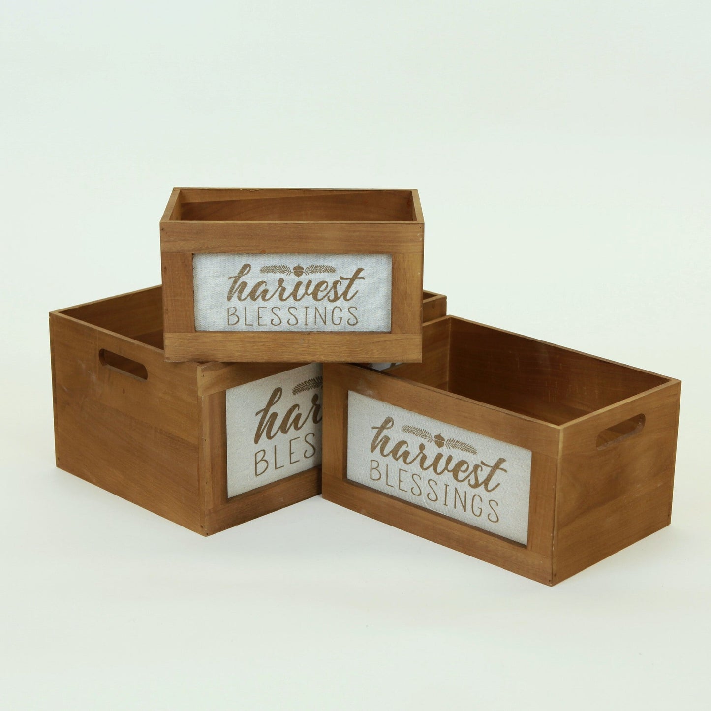 Set Of 3 Harvest Blessings' Decorative Wooden Boxes