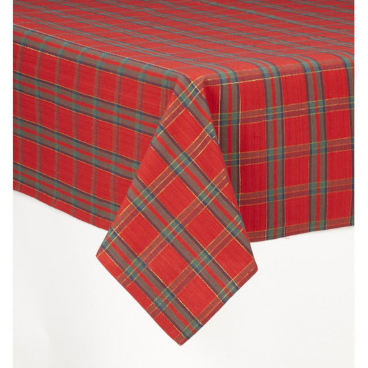 52x72" Belvedere Red Lurex Check Pattern Tablecloth