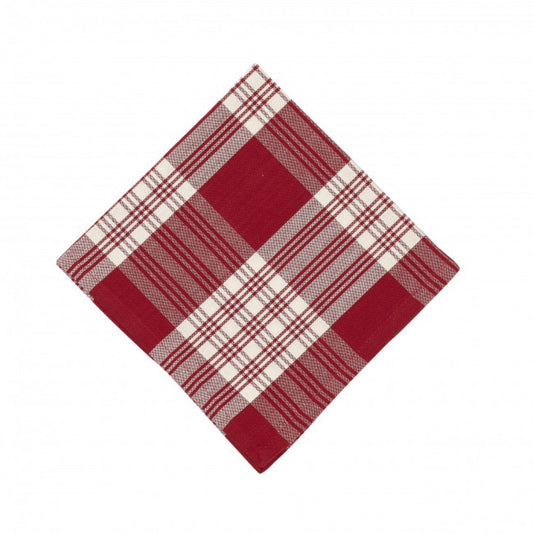 52x52" Stone Red Plaid Tablecloth