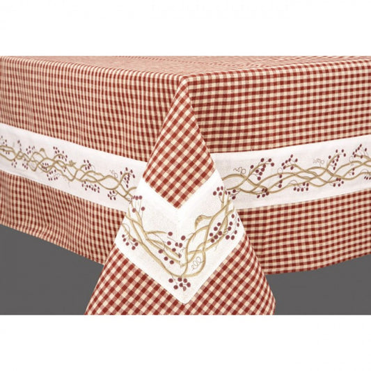 36x36" Berryvine Burgundy Check Pattern Tablecloth