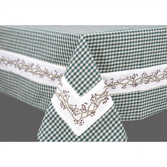 36x36" Berryvine Green Check Pattern Tablecloth