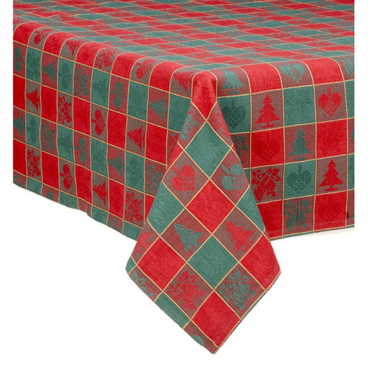 52x72" Christmas Trees On Check Pattern Tablecloth