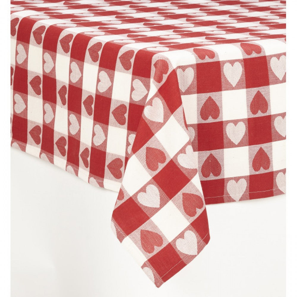 Red And White Hearts Tablecloth