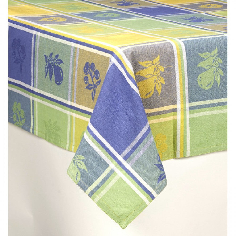 52x52" Cherries And Pears Checked Pattern Tablecloth