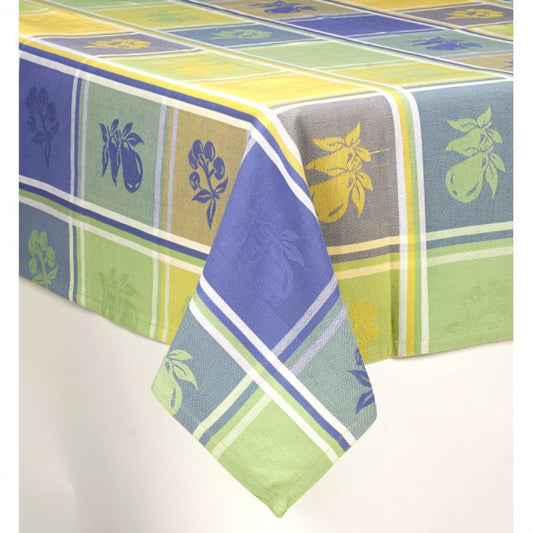 52x52" Cherries And Pears Checked Pattern Tablecloth