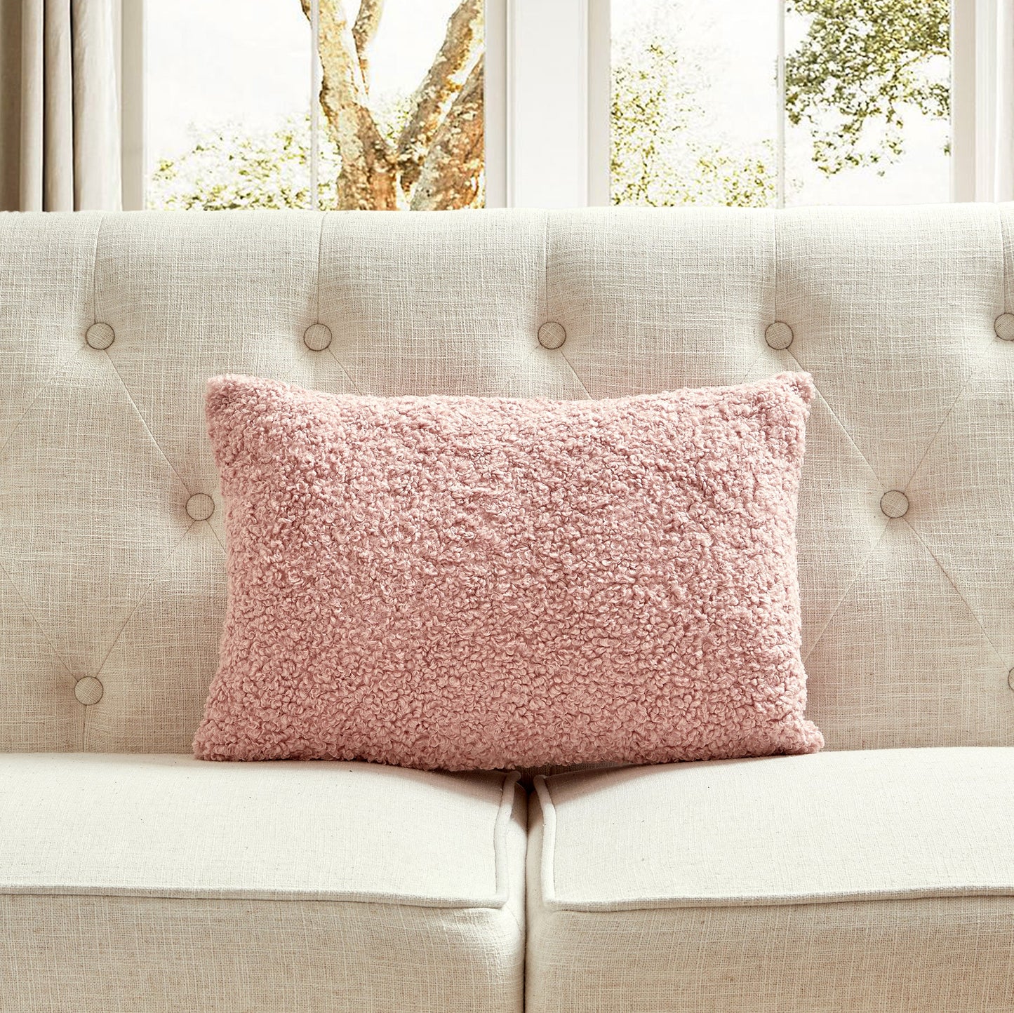 Pink Boucle With Featherdown Insert Pillow