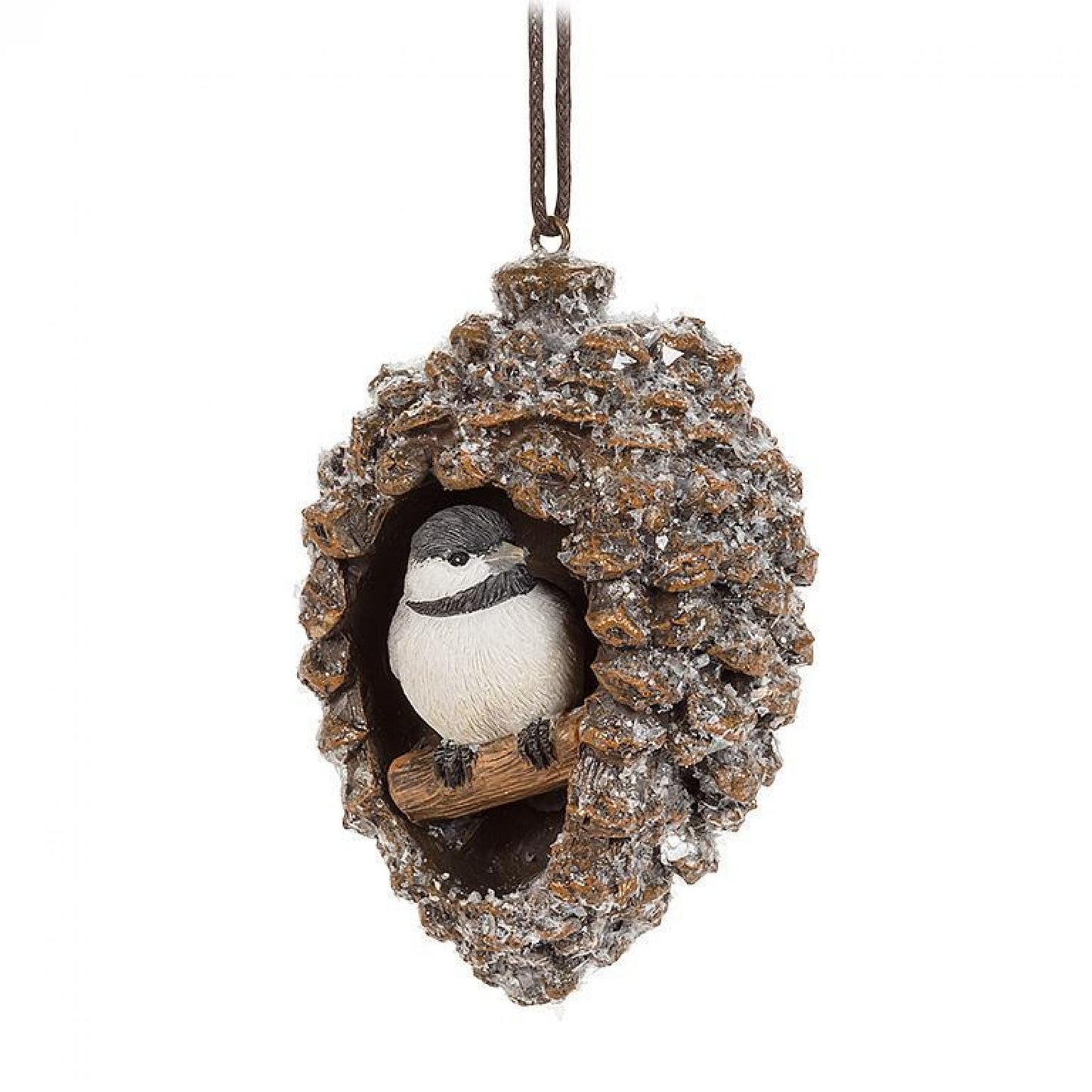 Set Of 3 Assorted Birds In Pinecone Nests Ornament