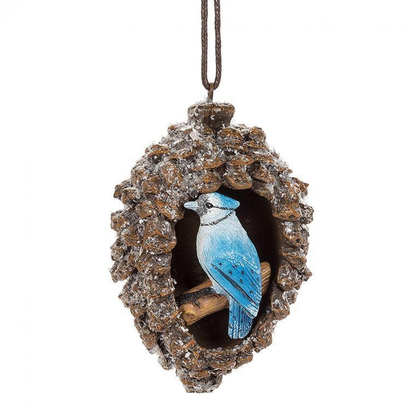 Set Of 3 Assorted Birds In Pinecone Nests Ornament