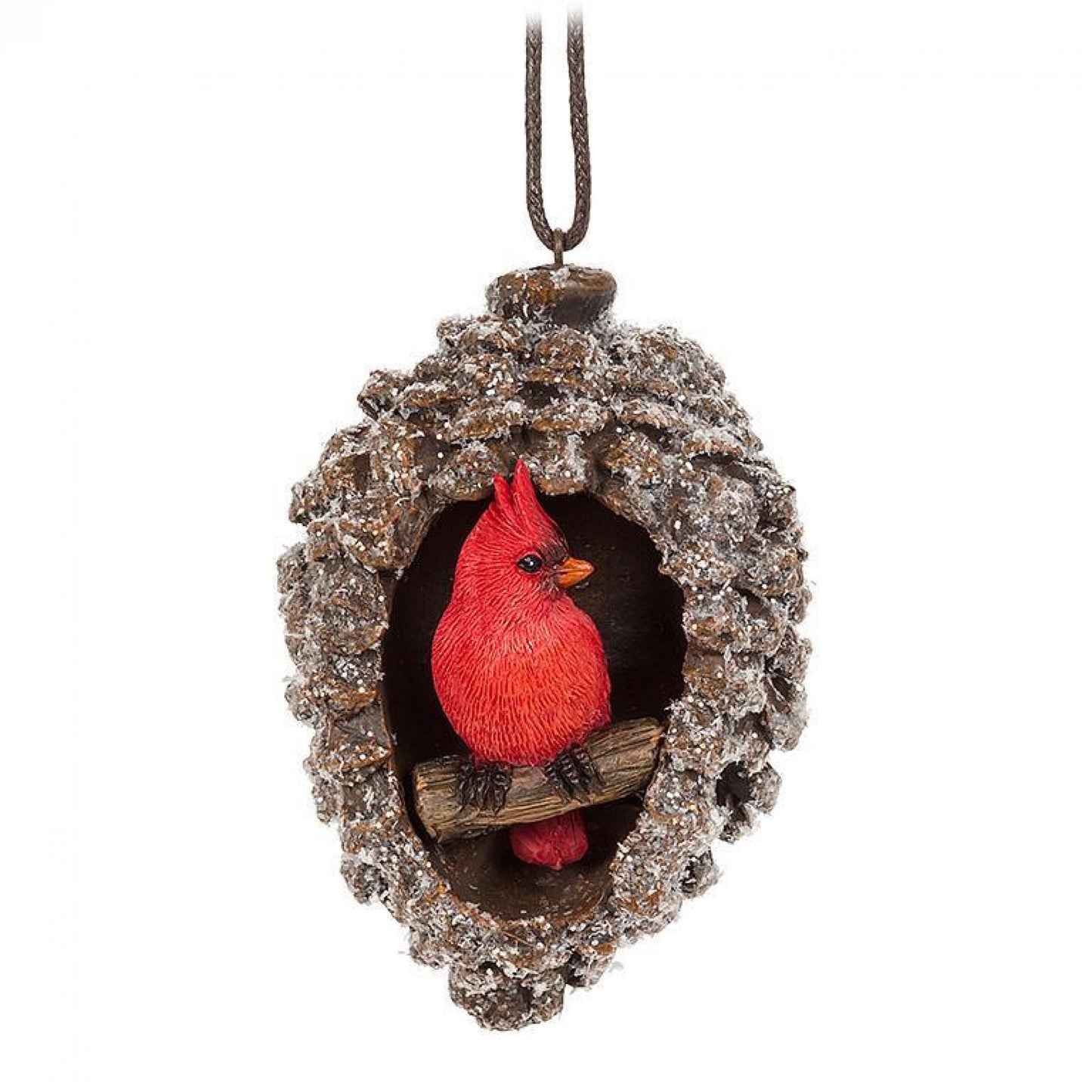 Set Of 3 Assorted Birds In Pinecone Nests Ornament