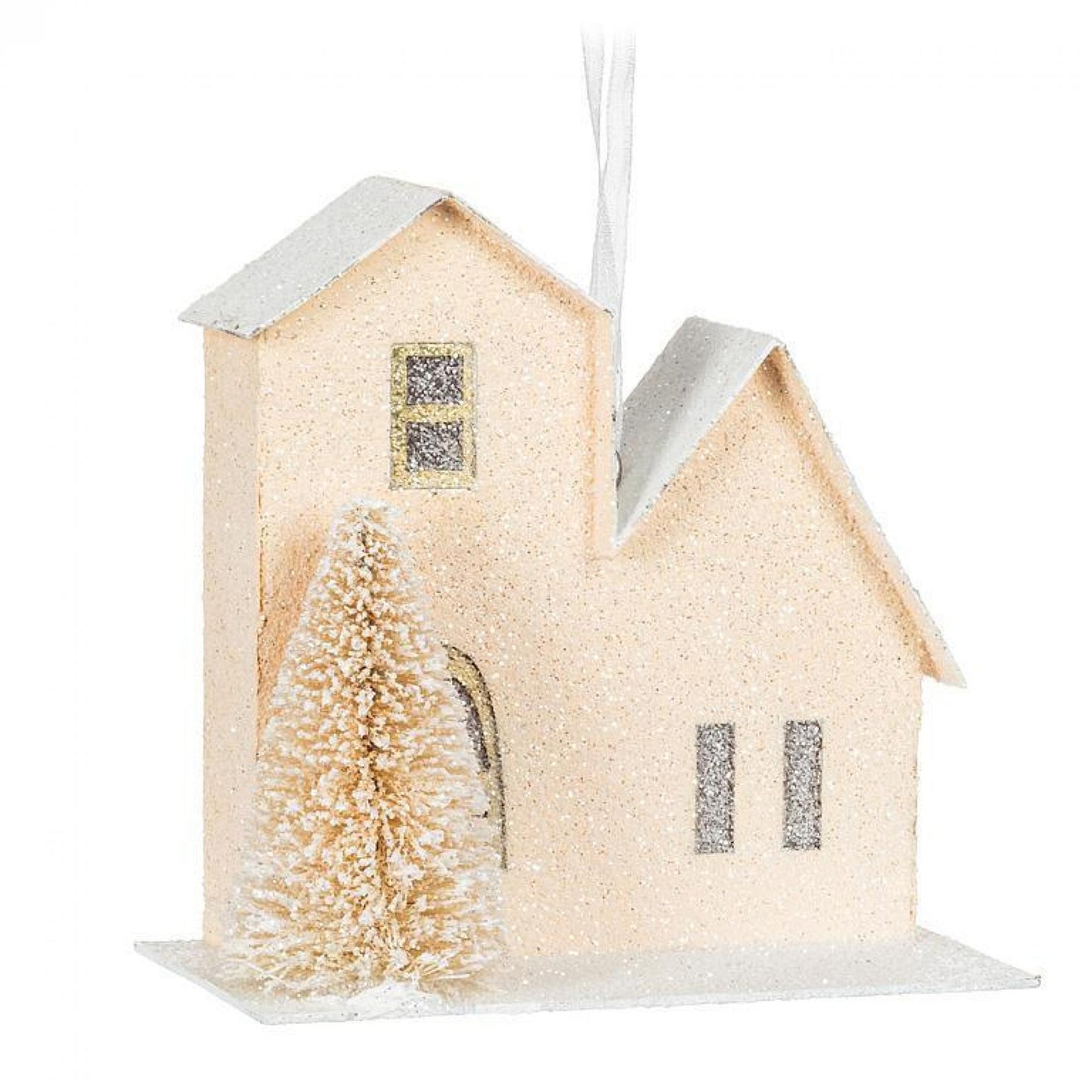 Set Of 6 Assorted Styles Pastel House & Tree Ornament