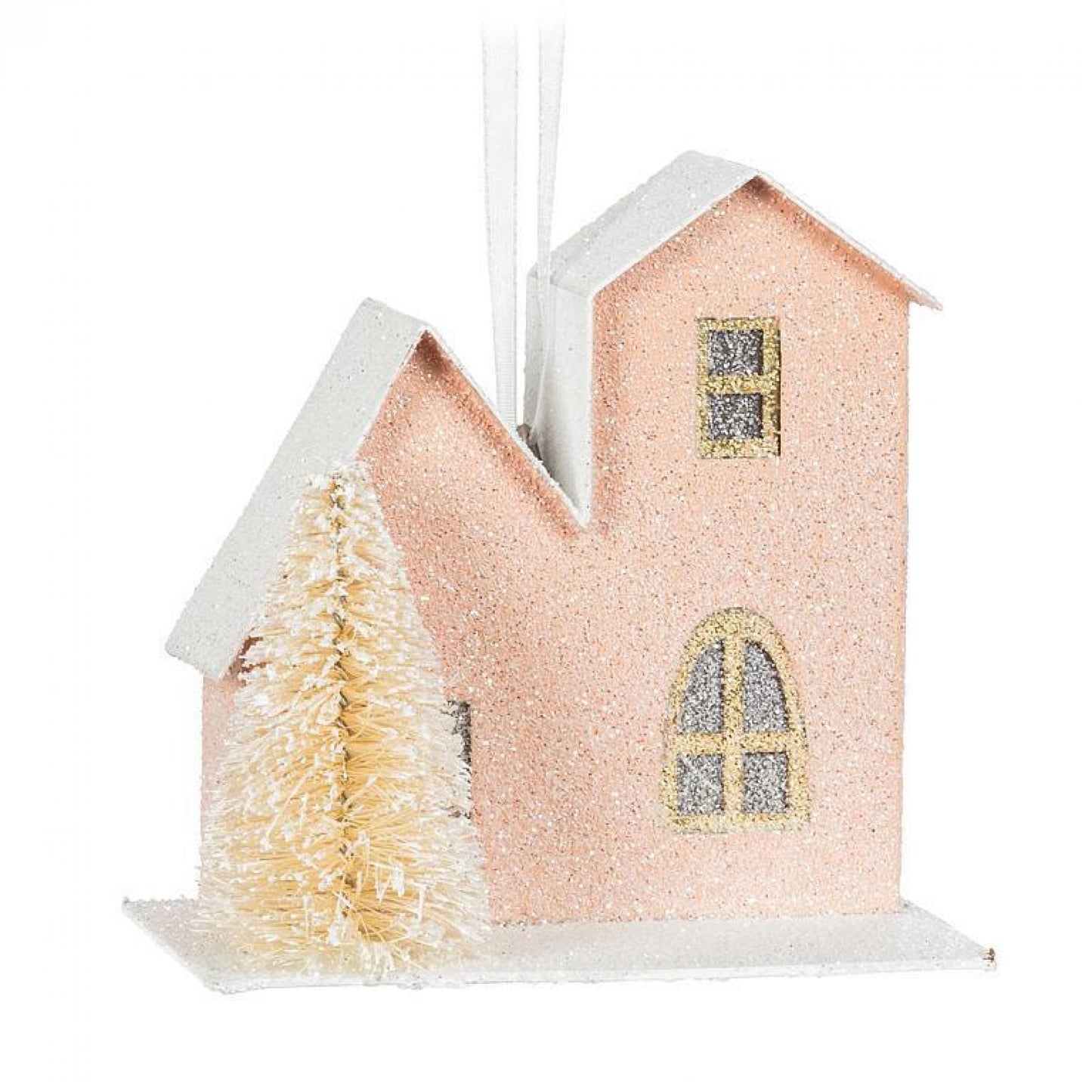 Set Of 6 Assorted Styles Pastel House & Tree Ornament