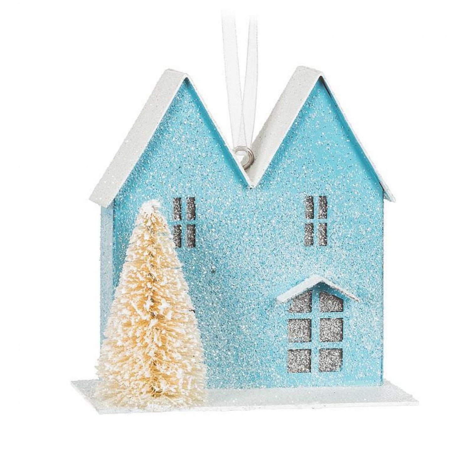 Set Of 6 Assorted Styles Pastel House & Tree Ornament