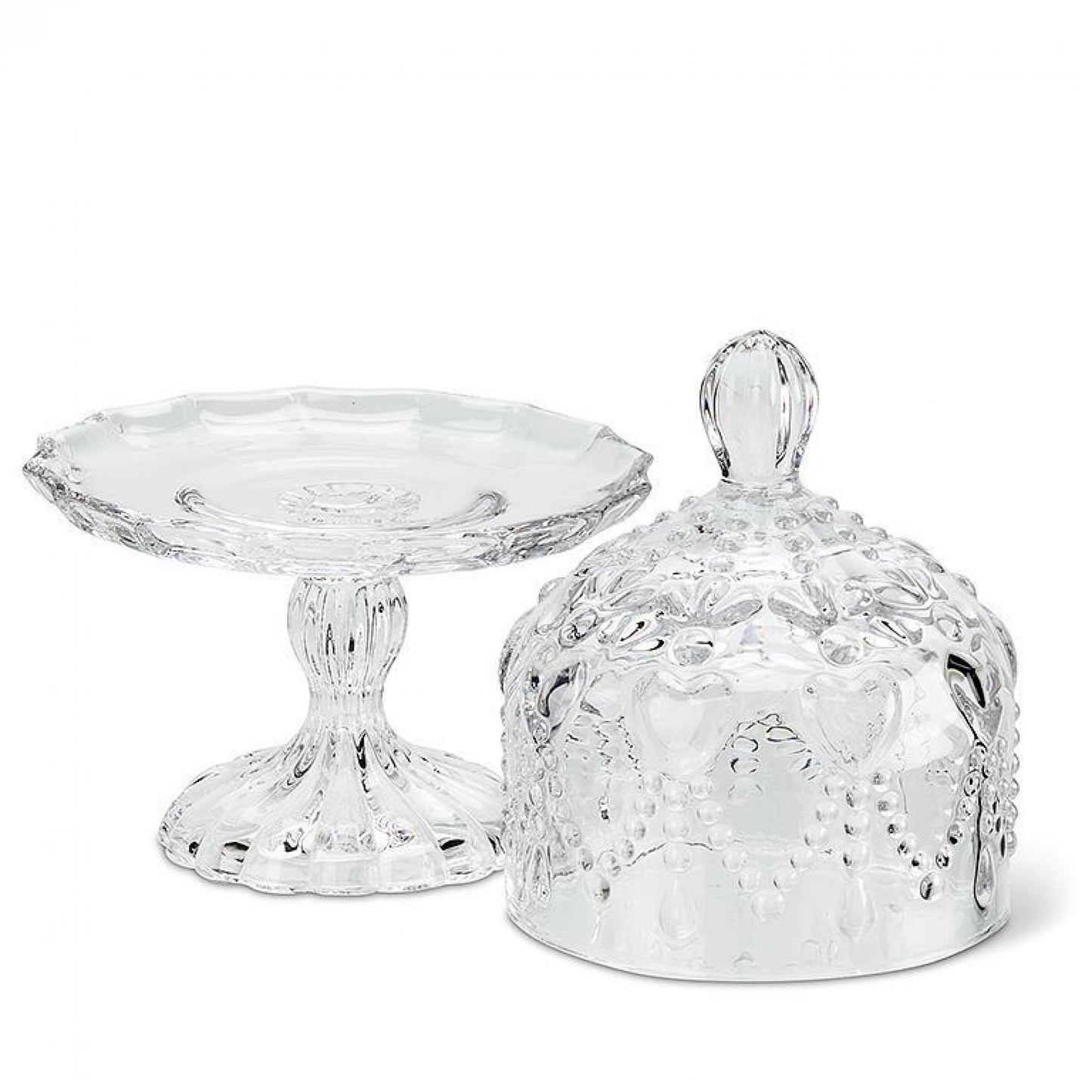 Covered Pedestal With Hearts Serving Dish