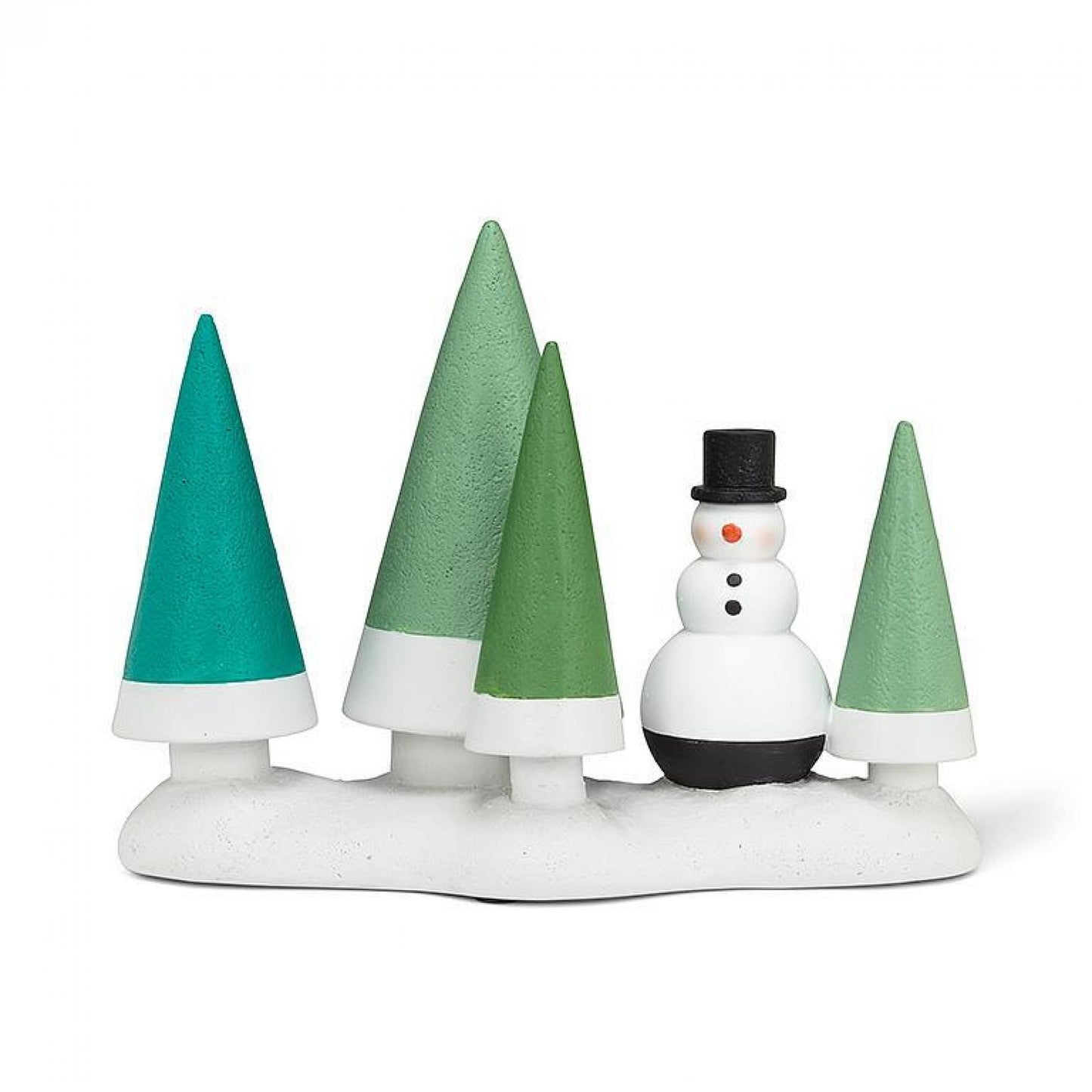 Cone Trees & Snowman Figurine