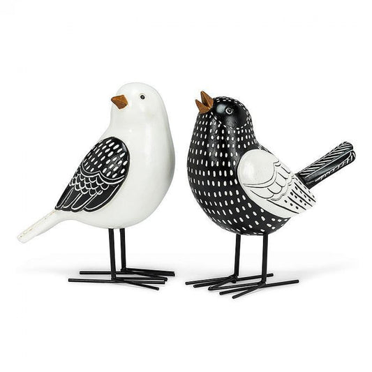 Set Of 2 Folk Style Birds Figurines