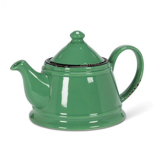 Forest Green Enamel Look Teapot