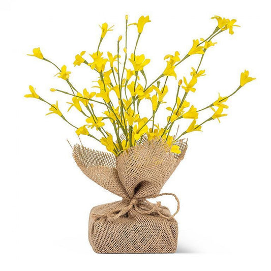 Forsythia Branches With Burlap Base Artificial Flower