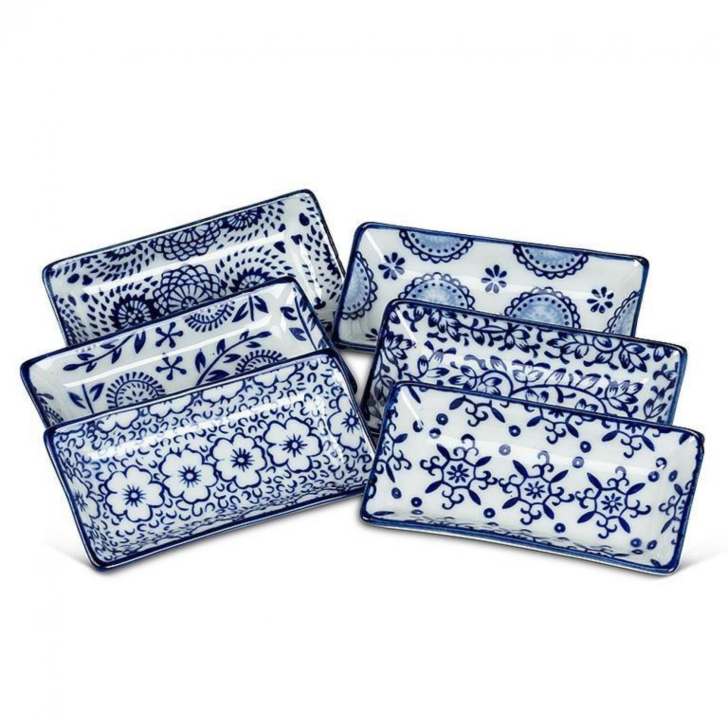 Set Of 6 Assorted Patterned Rectangle Dish