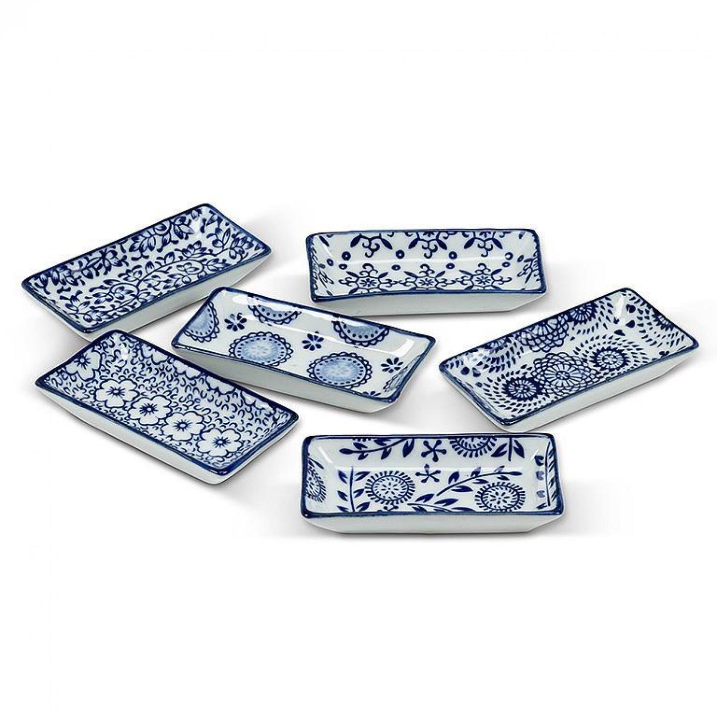 Set Of 6 Assorted Patterned Rectangle Dish