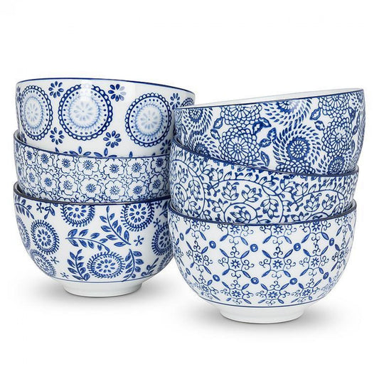 Set Of 6 Assorted Patterned Deep Bowl