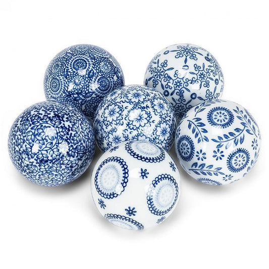 Set Of 6 Assorted Pattern Decorative Balls Decoration