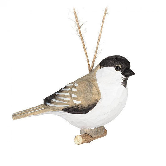 Chickadee On A A Branch Carved Ornament