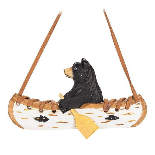 Bear In Canoe Carved Ornament