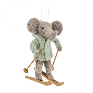 Skiing Elephant Wearing A Sweater Ornament