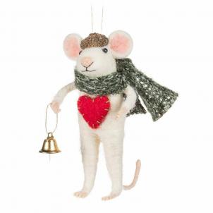 Winter Mouse With Heart & Bell Ornament