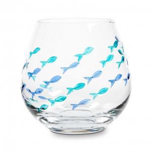 Set of 12 Cut Fish Stemless Wine Drinking Glass