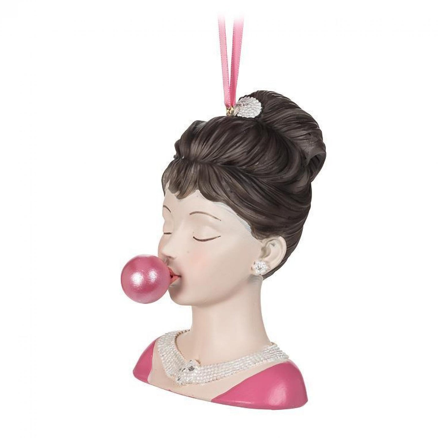 Set Of 2 Assorted Styles Bubblegum Blowing Girls Ornament