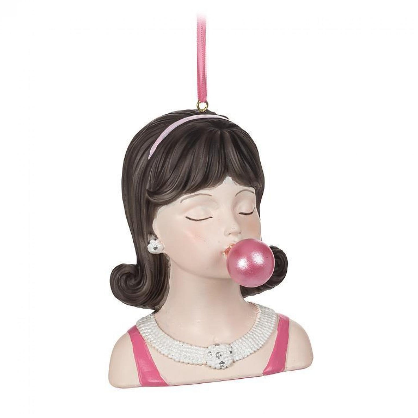 Set Of 2 Assorted Styles Bubblegum Blowing Girls Ornament