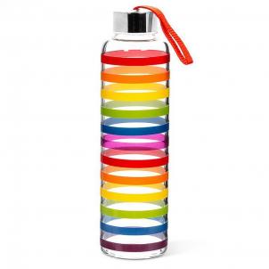 Colorful Stripes With Strap & Cap Water Bottle