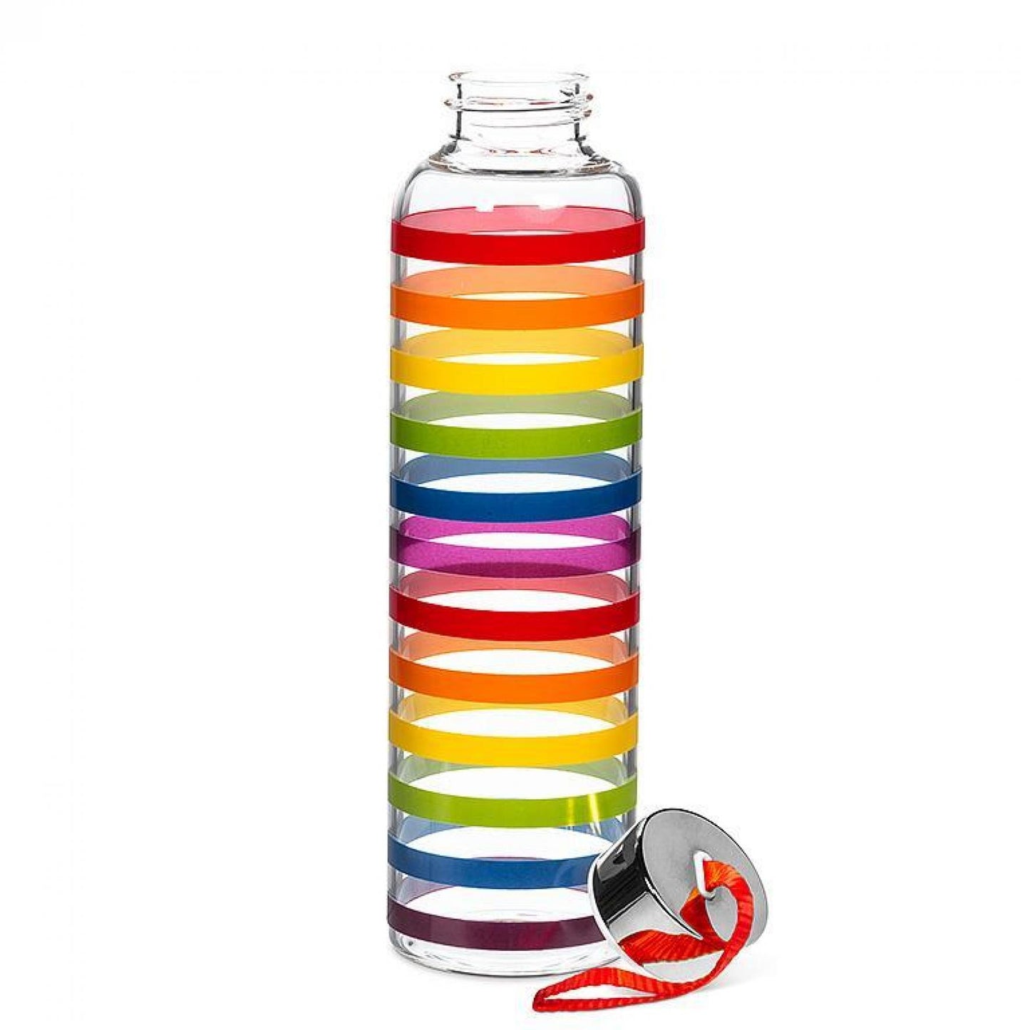 Colorful Stripes With Strap & Cap Water Bottle