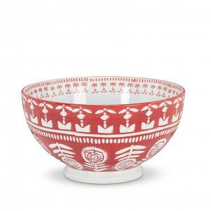 Red And White Tribal Patterned Soup Bowl